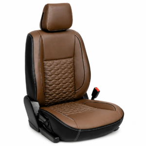 Premium Luxury Car Seat Cover with Diamond Quilted Leatherette Design Brown and Black Universal Fit