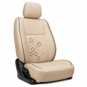 IC-03 Premium Beige Leatherette Car Seat Cover with Honeycomb Embossed Design Universal Fit